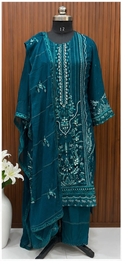 PURE CHIFFON EMROIDERED PARTY WEAR SUIT