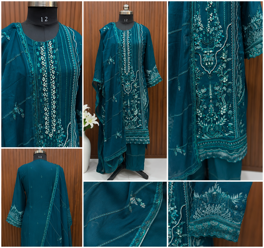 PURE CHIFFON EMROIDERED PARTY WEAR SUIT