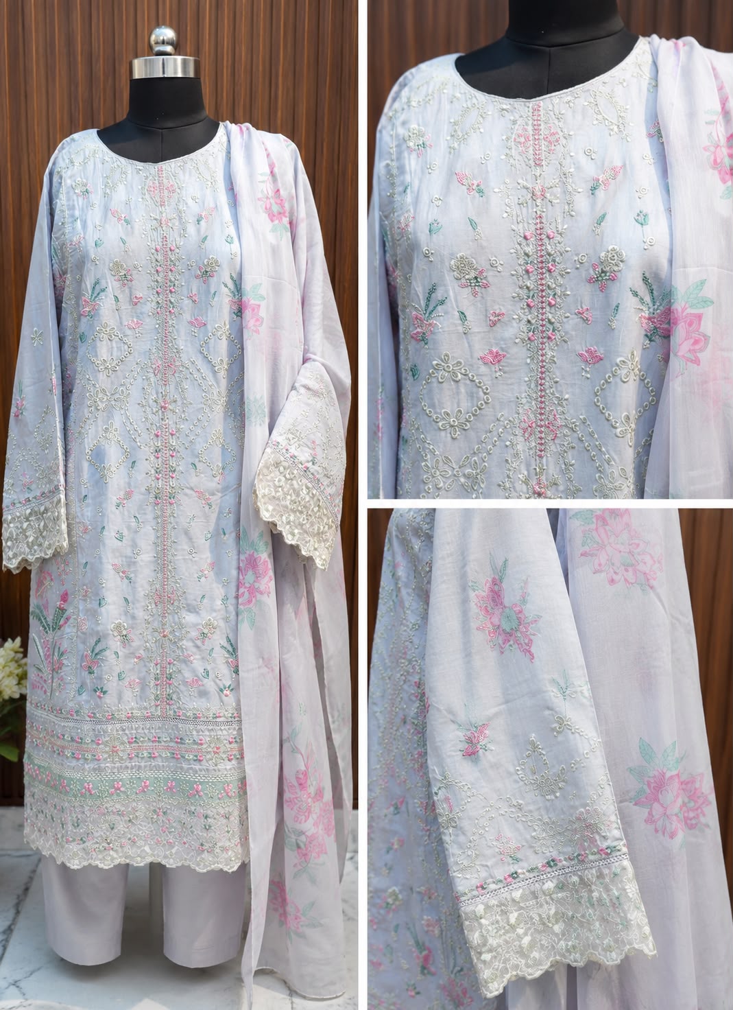 Lawn Riwayat Embroidered Suit with Chiffon Dupatta